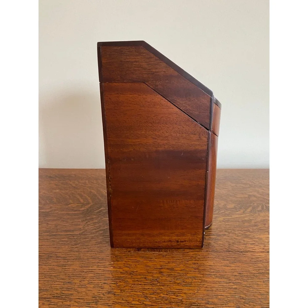 Selamat Designs wood organizer box leaf motif Georgian Walnut k15